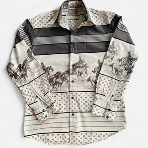 Western-inspired Roper button-up shirt with horse graphic